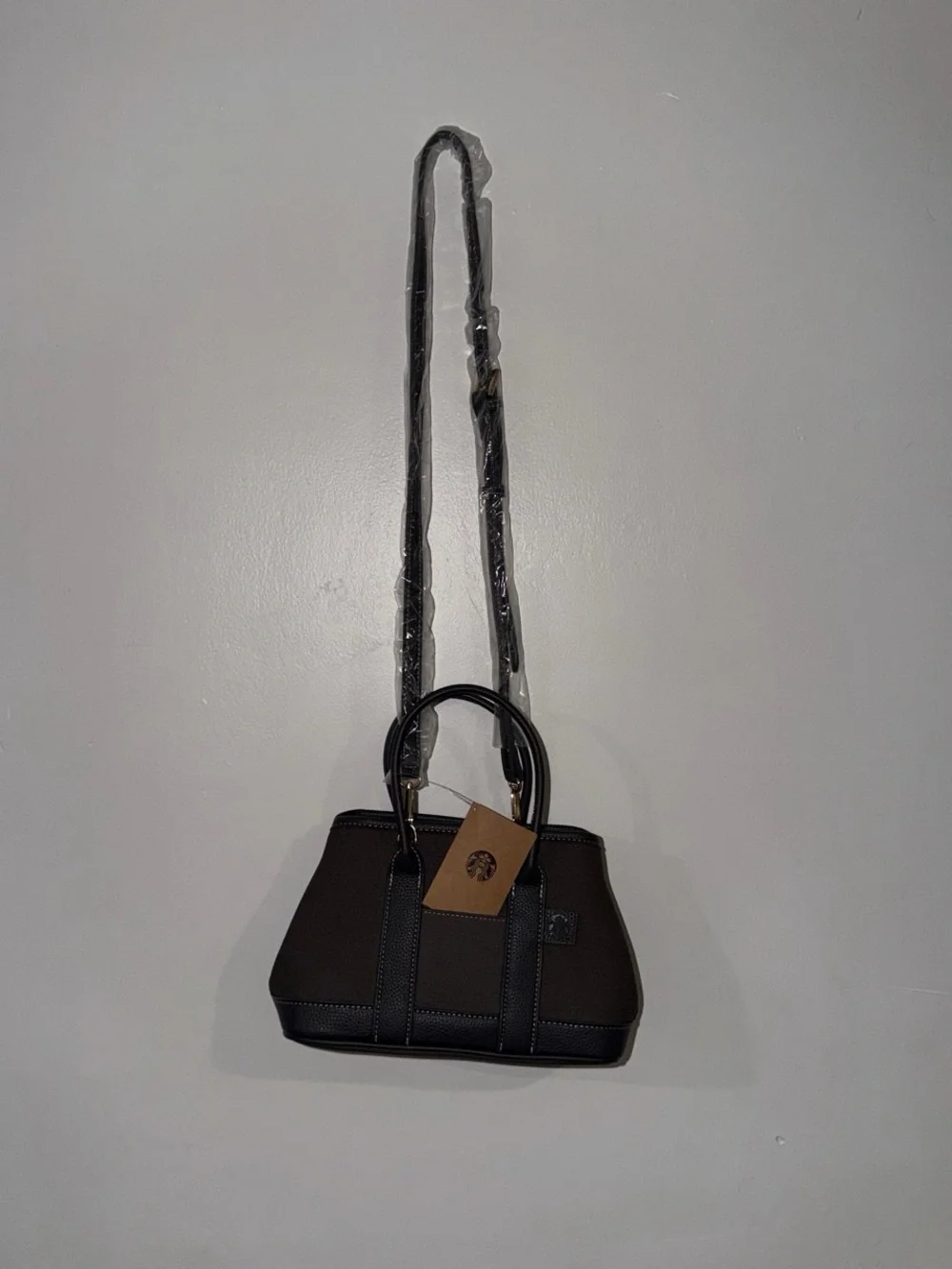 Starbucks gray Canvas Tote Handbag with Black Trim